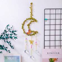 1pc Natural Crystal Dreamcatcher Wind Chime Pendant With Handmade  Rope, Featuring Leaves, Flowers, Butterflies, Tree Leaves, Moon, Sun, And Crystal Balls, Garden Hanging Decoration, Gift - Multicolor - View 9