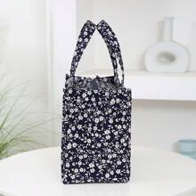 New Nylon Cloth Flower Print Large Capacity Portable Inner Aluminum Foil Insulation Zipper Semi-Closed Lunch Box Bag Work Commute With Lunch Handbag School Organizer Bags Teacher Storage Bags Classroom Bags Classroom Organizer Bags Insulated Lunch Bag Woman For Women Ladies School Supplies Stuff Accessories