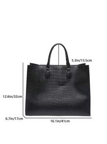 Fashionable All-Season Large Capacity Travel & Shopping Tote Bag, Suitable For  College Students,  Versatile For School,  Work, Commute,Business Professional Women - Black - View 10