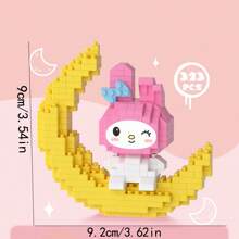 Sanrio Cute Building Blocks Kawaii Melody Cartoon Building Blocks Assembly Toys Birthday Puzzle Doll Gift Decoration Assembly Small Ornaments Desktop Ornaments Decorations (Plug And Insert Building Blocks)