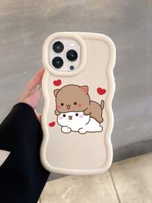 1 pieza Funda de teléfono con diseño de gato de dibujos animados, compatible con iPhone 17/17 Air/17 Pro/17 Pro Max, compatible con iPhone 13/14/15/16/16 Plus/16 Pro Max, compatible con teléfonos Galaxy, carcasa protectora - Multicolor - Ver 1