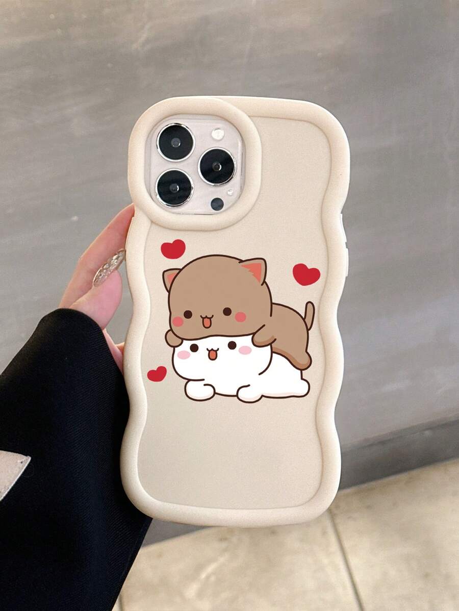 1 pieza Funda de teléfono con diseño de gato de dibujos animados, compatible con iPhone 17/17 Air/17 Pro/17 Pro Max, compatible con iPhone 13/14/15/16/16 Plus/16 Pro Max, compatible con teléfonos Galaxy, carcasa protectora - Multicolor - Ver 1