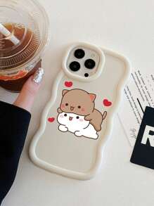 1 pieza Funda de teléfono con diseño de gato de dibujos animados, compatible con iPhone 17/17 Air/17 Pro/17 Pro Max, compatible con iPhone 13/14/15/16/16 Plus/16 Pro Max, compatible con teléfonos Galaxy, carcasa protectora - Multicolor - Ver 6