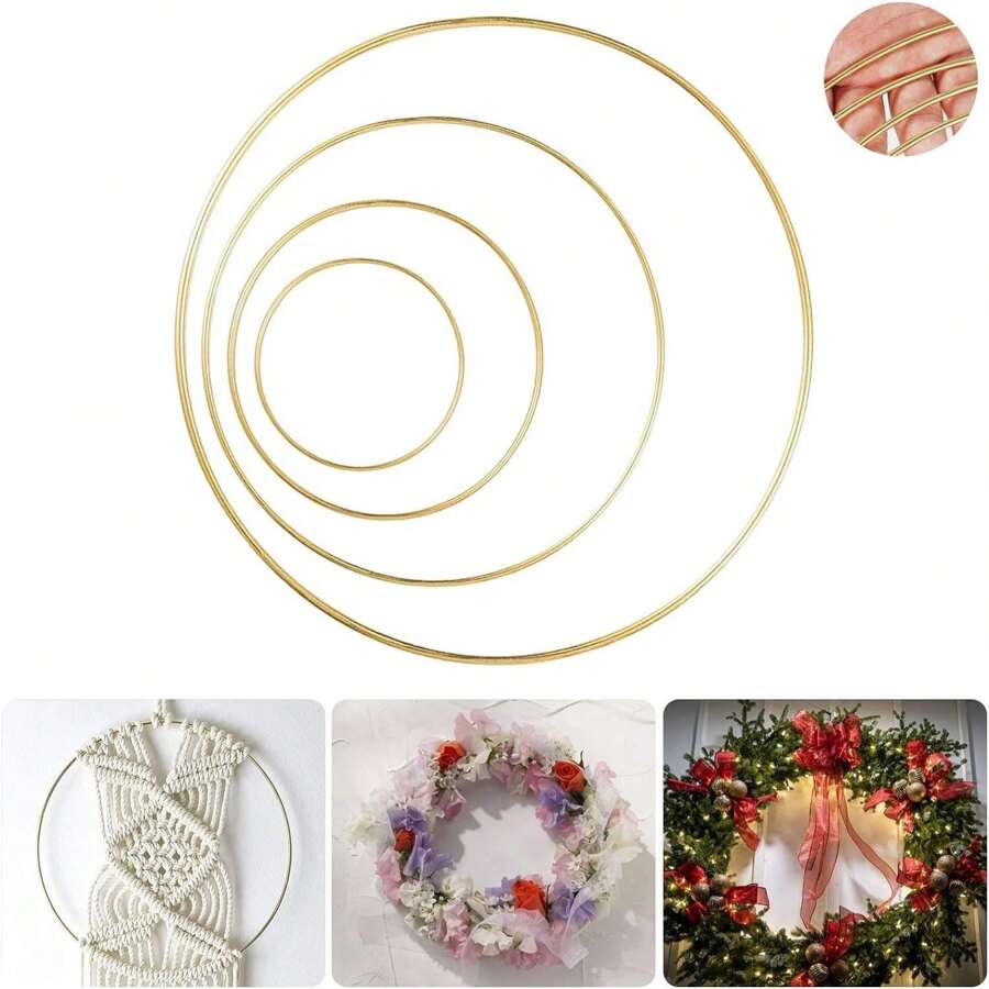 8 Pack Large Metal Floral Hoop Wreath Macrame Gold Hoop Rings(6 Inch8 Inch10 Inch 12 Inch) For Making Wedding Wreath Decor And DIY  Wall Hanging Crafts - Multicolor - View 1