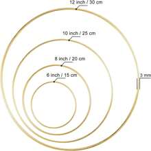 8 Pack Large Metal Floral Hoop Wreath Macrame Gold Hoop Rings(6 Inch8 Inch10 Inch 12 Inch) For Making Wedding Wreath Decor And DIY  Wall Hanging Crafts - Multicolor - View 9