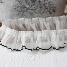 1捲/2碼黑白花邊蕾絲飾邊，4cm寬度，服裝毛衣蕾絲邊裝飾裙擺DIY材料 - 彩色 - 查看 7