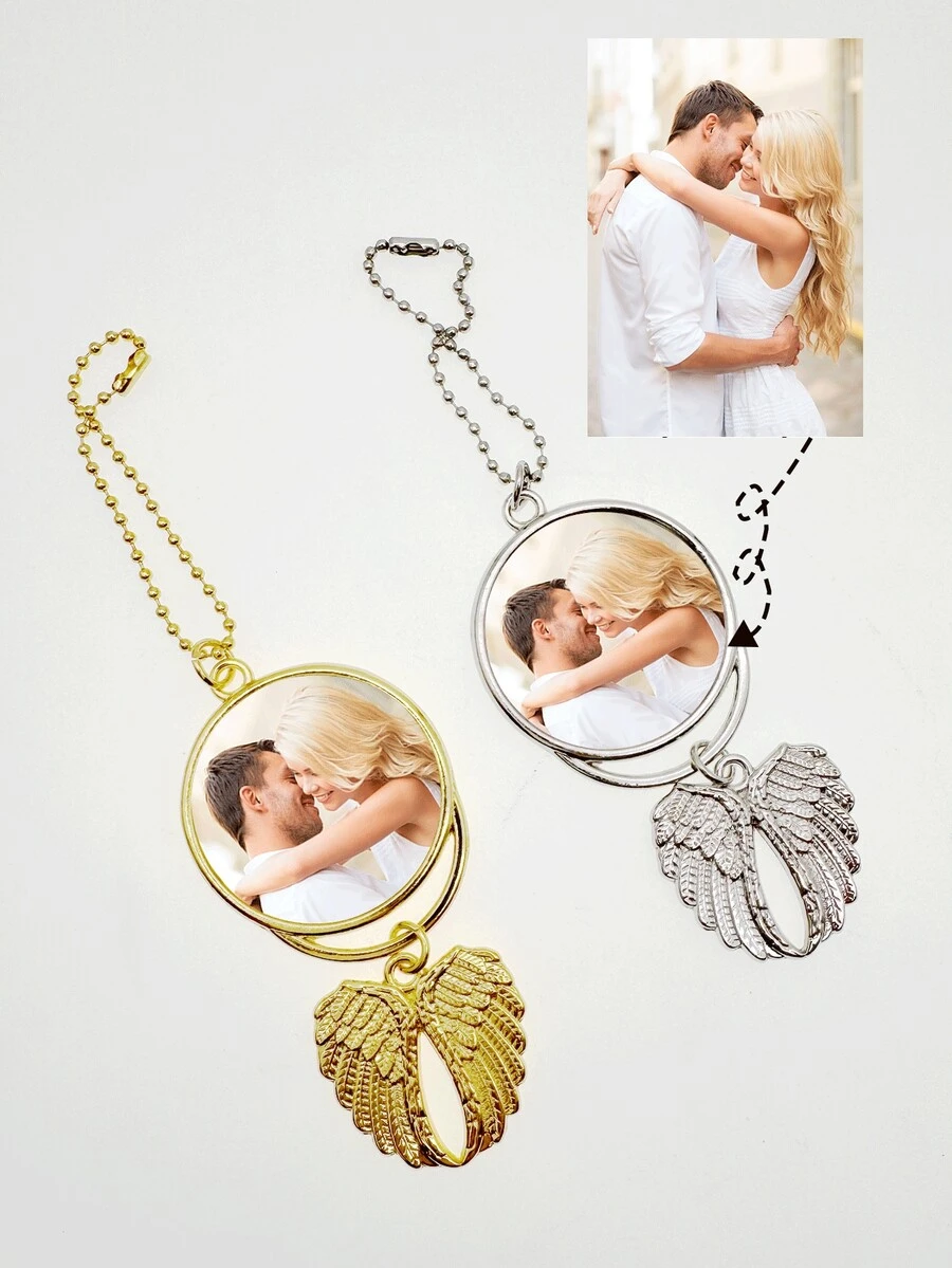 1入個性化歐美風格圓形天使翅膀車用掛飾