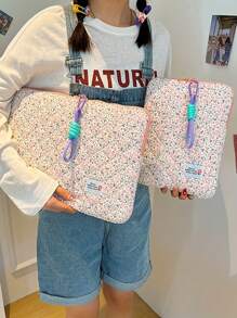 單一簡約花卉防震筆電包，適用於11吋、13.3吋和15.6吋筆記型電腦