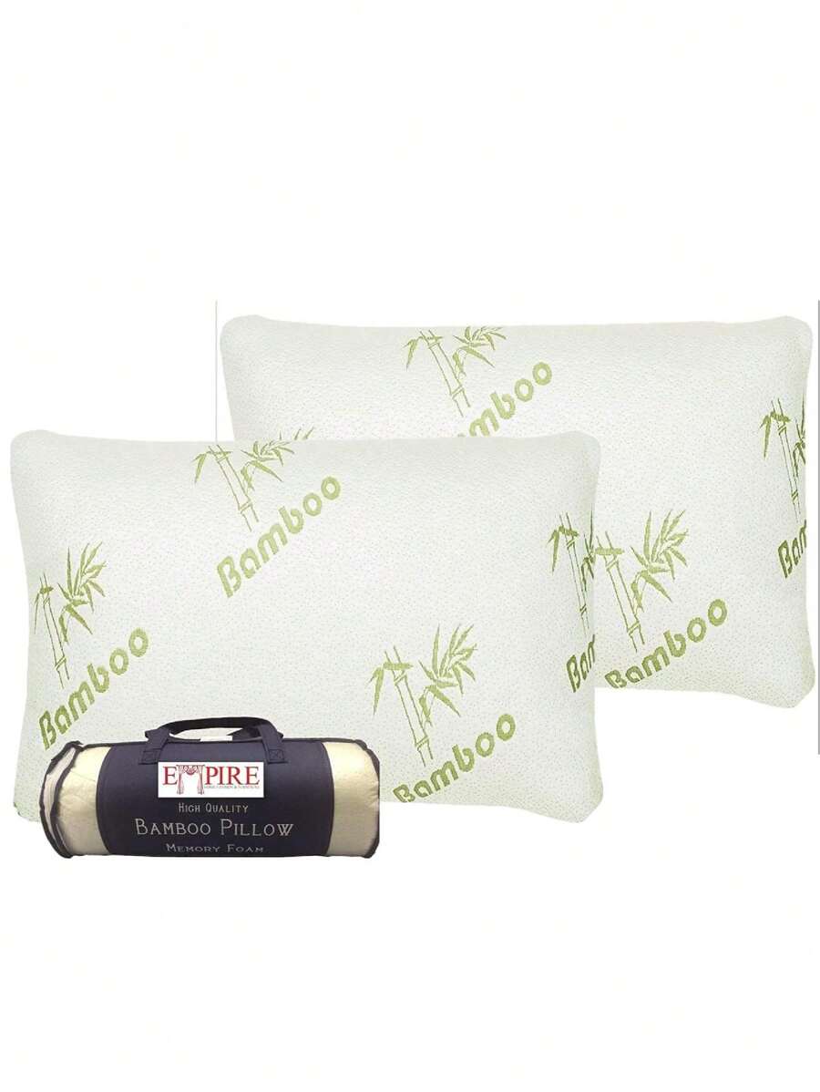 Bamboo Pillow With Shredded Memory Foam - Queen And King Size - Hypoallergenic - 白色 - 查看 1