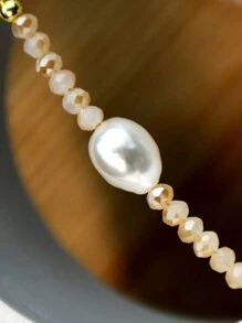 Minimalist Water Pearl Necklace, Adjustable Crystal Choker Necklace, Everyday Jewelry Gift