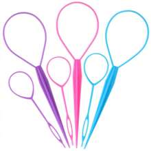 6 Pcs Topsy Tail Hair Tool Set,Hair Loop Styling Tool Hair Pull Through Tools Are In Large And Small Sizes, Ponytail Maker French Braid Loop For Women,Girls Hair - Multicolor - View 1