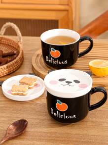 1 pieza Taza cerámica de dibujo animado creativa, taza de cocina/comedor/sala de estar para té, café, leche, jugo, bodas, fiestas, regalos, cumpleaños, Navidad - Amarillo - Ver 9