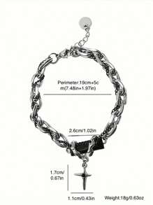 Chunky Thorns Mixed Necklace/Bracelet, Męski Prezent Świąteczny (Akcesoria Europejskie i Amerykańskie Luksusowe Niszowe Hiphopowe Akcesoria Osobowość Minimalistyczny Styl Biżuteria)