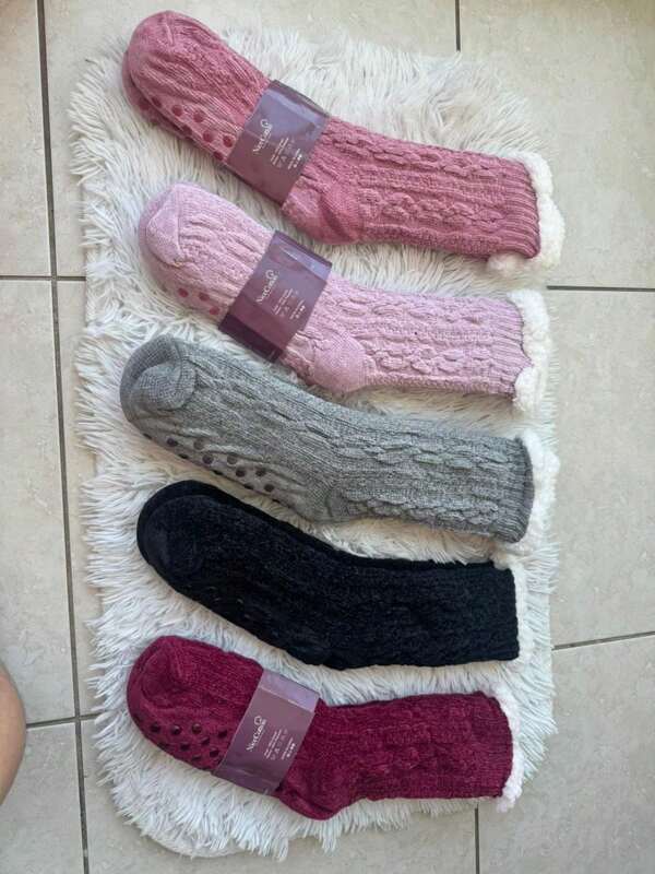 Meias Térmicas Unissex Antiderrapantes Forradas De Pelúcia Para Casa