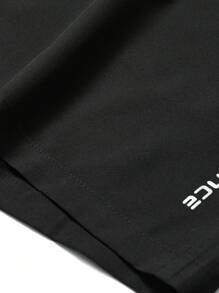 3 piezas Pantalones cortos de verano para hombres, pantalones cortos de entrenamiento 3/4 con cordón y bolsillos, con estampado de letra reflectante, pantalones casuales - Negro - Ver 8