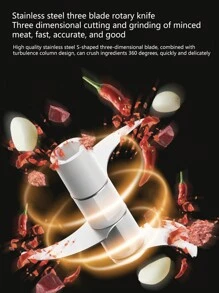 Wireless Electric Multi-Functional Garlic Masher For Home Use, Food Processor, Meat Grinder, Garlic Mincer,Kitchen,Kitchen Items,Food,Cooking,Camping,Vacation,Beach,Room Decor,Organizer,Party,Travel.