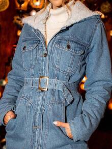 Women Trench Coats - Navy Blue - View 2