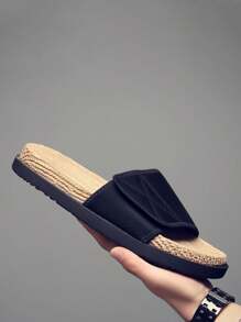 Best-Selling Men's Black Strap Slides, New Summer Outdoor Street Anti-Slip Sandals, Suitable For Casual Wear, Indoor And Outdoor Fashion Slippers