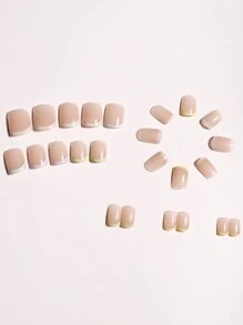 24 piezas de uñas postizas francesas con forma de almendra en caja transparente rosa/blanco amor francés degradado/neutro, estilo japonés, forma de almendra extra corta, suministros para uñas, pegatinas de gel para uñas, juegos de uñas para regalo para niños. Incluye 1 lima de uñas mini y 1 hoja de pestañas adhesivas. uñas falsas uña falsa uña acrílica