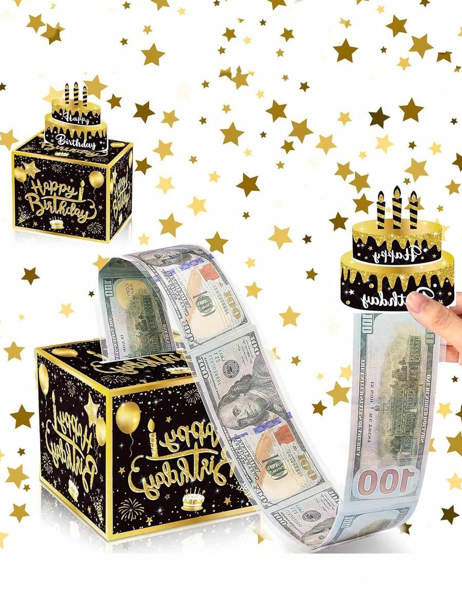 Birthday Money Box DIY Cash Pull Out With Cake Card Gift Surprise Box Adult Birthday Party Favors Decoration Supplies New - Multicolor - View 1