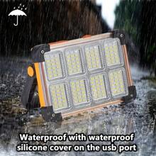 1pc Degruand Rechargeable LED Solar Work Light, Portable Super Bright Floodlight, Waterproof Cordless Lamp, Floor Standing, Suitable For Power Outages/Emergency Work Lights/Outdoor Camping/Fishing Halloween Christmas Thanksgiving Gift