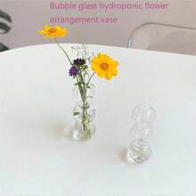 1入組泡沫玻璃水耕花瓶，透明簡約，獨特家居裝飾擺件，創意圓形花瓶