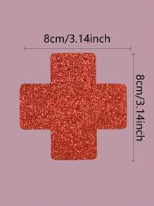 8pcs Glitter Cross Nipple Pasties, Sexy Party Club Nipple Covers, Harmless Adhesive Directly Stick On Skin, Polyester Girl Chest Petals Cover Up, Suitable For Daily Wear - Multicolor - View 3