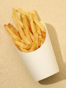 20件/10件/40件/50件蛋挞杯，厚牛皮纸锥形杯，薯条杯，烘焙包装盒，冰淇淋杯，圆形甜点包装盒 - 白色 - 查看 3