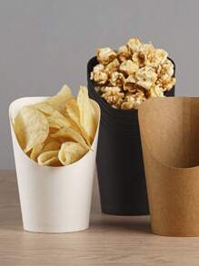 20件/10件/40件/50件蛋挞杯，厚牛皮纸锥形杯，薯条杯，烘焙包装盒，冰淇淋杯，圆形甜点包装盒 - 白色 - 查看 5