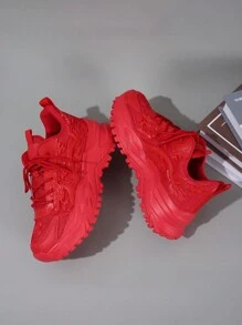 Sneaker casual sportivo da uomo, con elemento del drago cinese, cultura orientale, scarpe versatili e traspiranti alla moda, con platform, punta tonda e allacciatura, regalo per le vacanze, sneaker casual, elemento natalizio, design a macchie di sangue vivaci