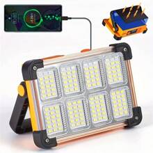 1pc Degruand Rechargeable LED Solar Work Light, Portable Super Bright Floodlight, Waterproof Cordless Lamp, Floor Standing, Suitable For Power Outages/Emergency Work Lights/Outdoor Camping/Fishing Halloween Christmas Thanksgiving Gift