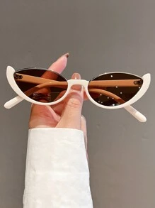 1pc Multicolor Fashionable Personalized Cat Eye Eyeglasses, Retro Half-Frame Women's Glasses, Small Face Decoration Glasses - Multicolor - View 10