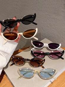 1pc Multicolor Fashionable Personalized Cat Eye Eyeglasses, Retro Half-Frame Women's Glasses, Small Face Decoration Glasses - Multicolor - View 1