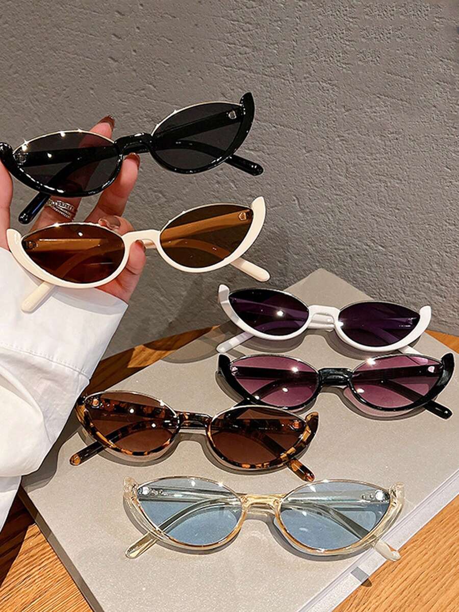 1pc Multicolor Fashionable Personalized Cat Eye Eyeglasses, Retro Half-Frame Women's Glasses, Small Face Decoration Glasses - Multicolor - View 1