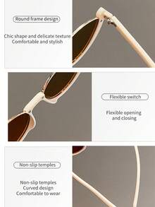 1pc Multicolor Fashionable Personalized Cat Eye Eyeglasses, Retro Half-Frame Women's Glasses, Small Face Decoration Glasses - Multicolor - View 5