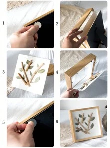 乾花相框，DIY 3D中空木製標本框架，模型展示架，相片框 - 原木色 - 查看 10