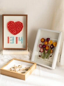 乾花相框，DIY 3D中空木製標本框架，模型展示架，相片框 - 原木色 - 查看 8