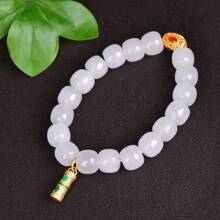 1只天然翡翠寶石手鏈，多種風格可選，減輕焦慮手鏈，防護手鏈，適合女性，高品質天然石珠手鏈，適用於女士，男士，真正手工製作的靈氣水晶石首飾，為她的假日禮物。 - K - 查看 1