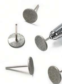 1pc 20mm Round Nail Grinding Disc, Nail Polishing Sanding Disc, Nail Edge Grinding Tool - Silver - View 2