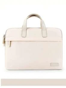 1入組13寸-15寸簡約時尚多功能手提筆記本電腦包，斜挎筆記本電腦包適用於Macbook - 米色 - 查看 2