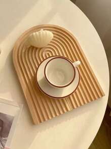 1pc Wave-Shaped Wooden Tray For Desserts, Coffee & Tea, Nordic Style Aromatherapy Tray, Jewelry Organizer & Home Decoration Back To School