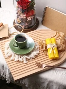 1pc Wave-Shaped Wooden Tray For Desserts, Coffee & Tea, Nordic Style Aromatherapy Tray, Jewelry Organizer & Home Decoration Back To School