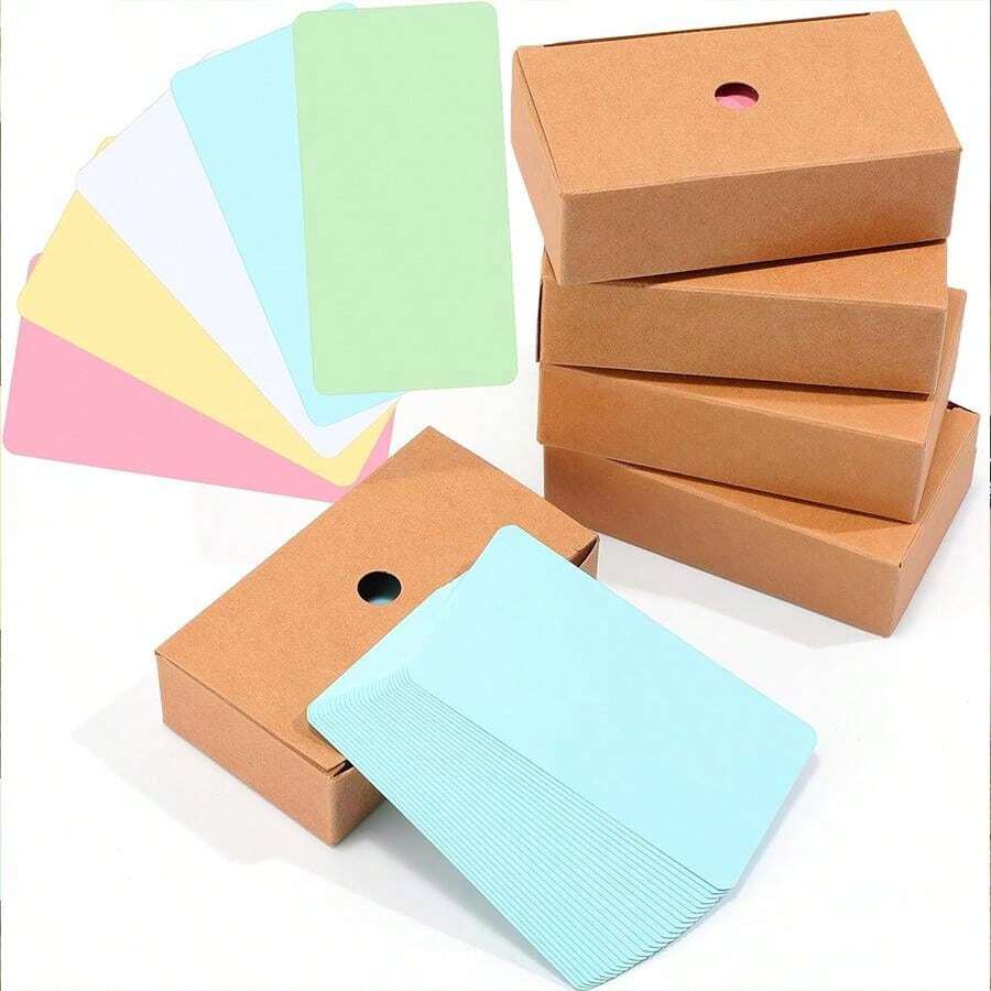 200 Cartes Kraft Vierges SALLYFASHION - 9x5cm Pour Notes, Étiquettes Et Création - Blanc Et Brun