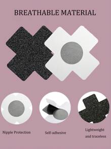 8pcs Glitter Cross Nipple Pasties, Sexy Party Club Nipple Covers, Harmless Adhesive Directly Stick On Skin, Polyester Girl Chest Petals Cover Up, Suitable For Daily Wear - Multicolor - View 2