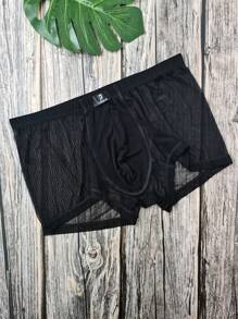 1pc Black Sexy Lingerie With Elastic Mesh And Fully Transparent Sexy Men's Underwear - Black - View 2