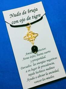 Nudo de bruja collar pewter proteccion cuarzo proteccion amuleto mal de ojo - Ojo de tigre - Ver 2