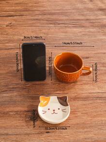1 pieza Taza cerámica de dibujo animado creativa, taza de cocina/comedor/sala de estar para té, café, leche, jugo, bodas, fiestas, regalos, cumpleaños, Navidad - Amarillo - Ver 16