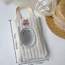 1pc Embroidery Cartoon Animal Design Tissue Storage Box For Car, Portable Hand-Carry Bag With Drawstring Closure Baby Shower Family Decorations Gifts - Tissue Box Hanging Bag - View 3