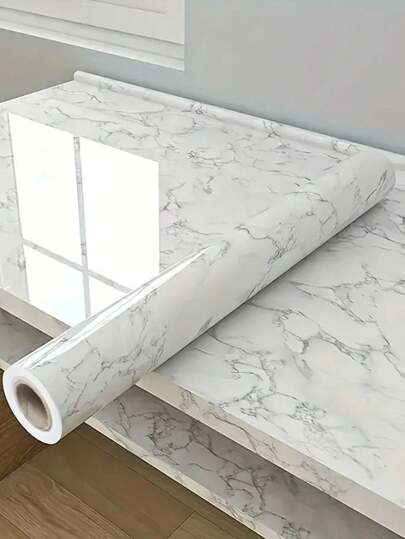 Roll Dark White Marble Pattern Paper, Marble Wallpaper, Peel And StickWall Paper, Waterproof, Easily Removable Self-Adhesive Film WallCovering For Kitchen Countertop Bathroom,Kitchen,Kitchen Items,Food,Cooking,Camping,Vacation,Beach,Room Decor,Organizer,Party,Travel.