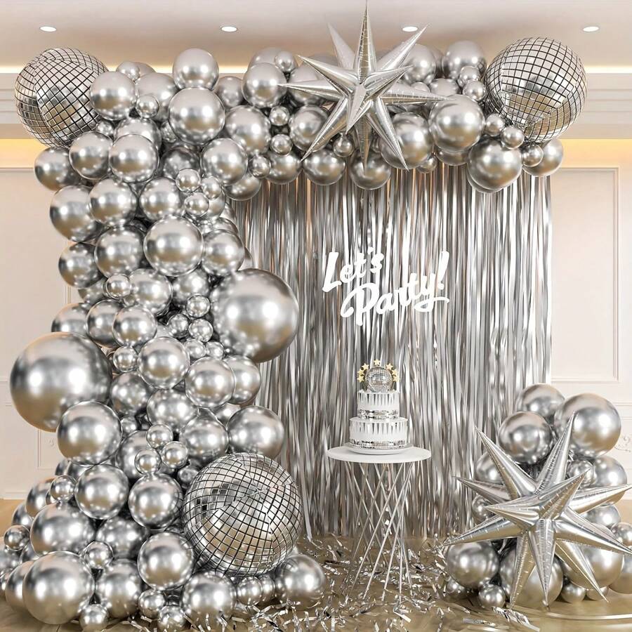 119 quả bóng cao su hình ngôi sao bạc nổ 4D Disco Ball hoàn hảo cho các bữa tiệc, lễ tốt nghiệp, kỷ niệm, đám cưới, sinh nhật, lễ hội, trang trí nhà cửa và trang trí nền phòng, ngày lễ tình nhân trở lại trường